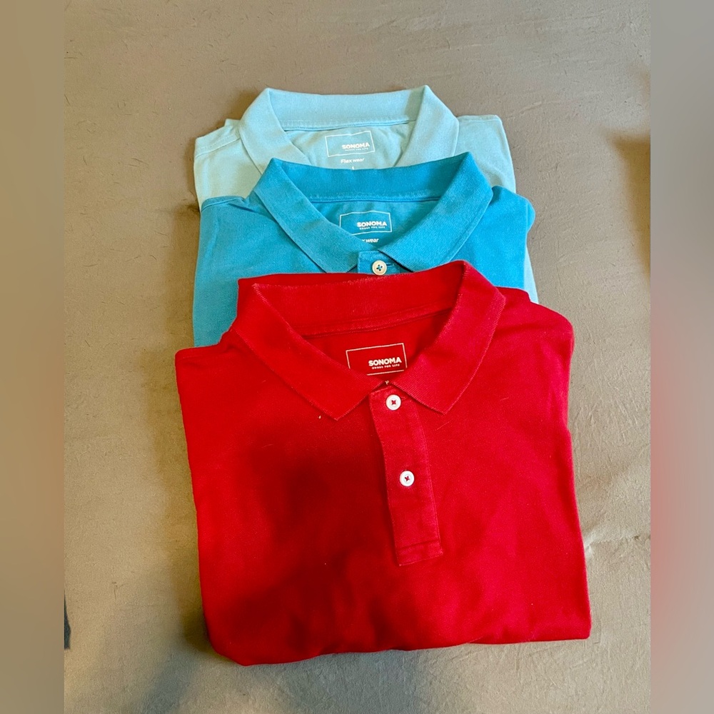 Sonoma Flexwear Polo Shirt Trio Red, Blue, Light Blue Men’s Large